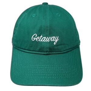 Getaway Baseball Cap Green One Size Slideback Hat EST 2015 Cotton Unstructured